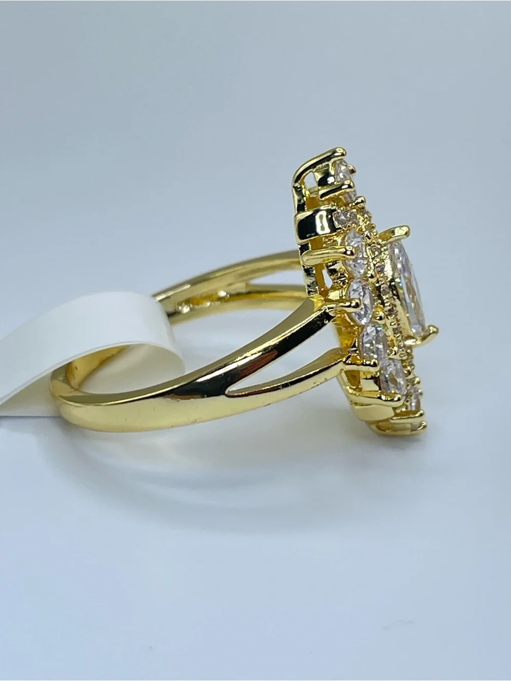 Swarovski Crystal Elements White Crystal Art Deco Ring Vintage Look Sz 6